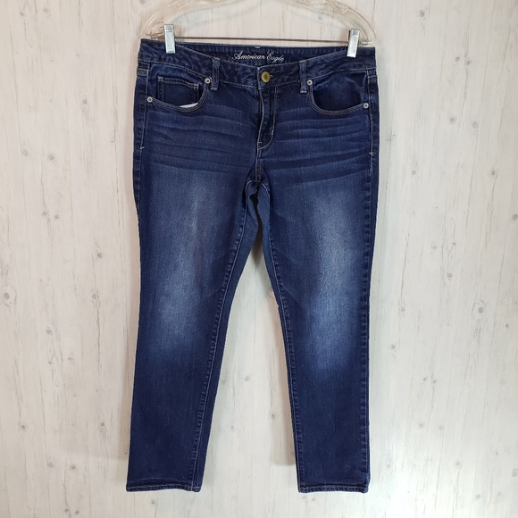 American Eagle Skinny Jeans Size 12 Short Dark Stretch Denim - Picture 3 of 7